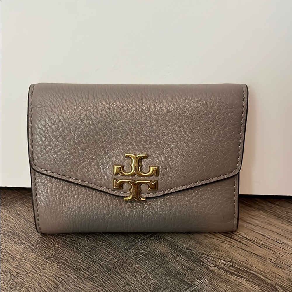 Tory Burch Gray Wallet with Gold Hardware